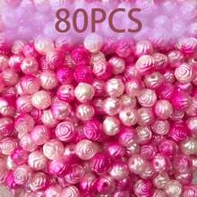 80pcs/Pack 7.5mm Dual-Color Rose Flower Loose Beads, For DIY Earrings, Bracelets, Necklaces And Other Accessories