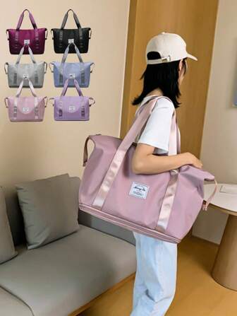 תיק ספורט גדול קיבולת 1pc, תיק נסיעות לאימונים יומיומיים, כושר יוגה, אימון חיצוני, תיק סופי שבוע ללילה, ניתן להרחבה עם כיס רטוב, תיק בית ספר ומכללה