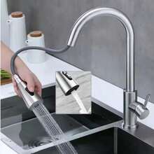 360° Kitchen Sink Mixer Taps Pull Out Spout Spray Single Lever Modern Mono Tap - Black - View 5