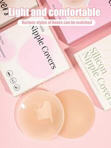 女士夏季优雅礼盒装乳贴，隐形无缝，防水防汗，防滑，胸部花瓣，柔软亲肤，防擦伤，无肩带胸罩衬里，胸罩，可水洗和可重复使用，适用于婚纱、连衣裙、比基尼、泳装、露背装、运动胸罩，商务旅行必备 - 彩色 - 查看 5