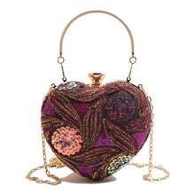 1 Piece New Fashion Sequin Shoulder Bag Vintage Handbag For Ladies Evening Party Bag - 紫色 - 查看 5