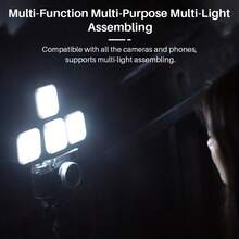 1 件迷你方形补光灯，LED 视频补光灯，适用于相机 Vlog - 黑色 - 查看 3