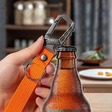Llavero de metal resistente, clip de mosquetón, abridor de botellas, anillo de muñeca, llavero de coche unisex para hombres y mujeres - 2 unidades (negro + naranja) - Ver 3