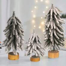 1 Piece Mini PE Flocked Snow Effect Christmas Tree - Tabletop Artificial Tree With Scene Arrangement Decorations - Perfect For Indoor Holiday Decor, Christmas Decoration, Christmas/New Year Gifts - Multicolor - View 8