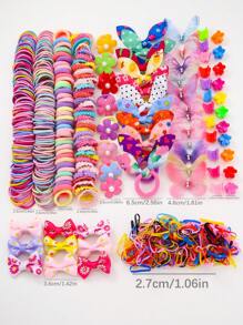558 件女孩彩色水钻双层网状蝴蝶结发夹，可爱公主发饰，弹性耐用不伤发带，发圈，珍珠花发带，多功能闪光星星发夹，简约鸭夹发夹，适合日常使用