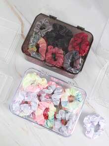 1pc Hair Accessories Storage Box, Includes Hair Scrunchies, Rubber Bands, Hair Clips, Headbands And Hair Ornaments, Transparent And Dust-Proof, Multi-Functional Desktop Organizer Box For Bathroom, Vanity Table - Multicolor - View 7