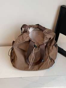 A Niche, Multi-Functional, Casual Tote Bag, Solid Color, Minimalist Style, Large Capacity, Portable Women's Bag, Minimalist Multi-Functional Bag Suitable For Daily Commute, Travel, Shopping And School - Coffee Brown - View 11