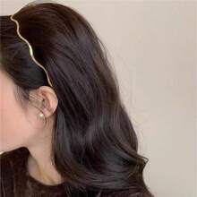 1 pieza Diadema de metal vintage importada de Corea, con borde delgado, broche de pelo presionado, diadema versátil para actividades al aire libre, accesorio para el cabello, tocado de oro, diadema, aro para el cabello