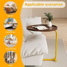 Small Coffee Table, Small Side End Table, Oval Desktop Tea Table, C-Shaped End Table, Bed Sofa Couch Coffee Dinner Table For Snack Drink TV Tray - Style a - View 7