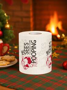 1 rollo de papel impreso con tema navideño, papel higiénico navideño con estampado de Papá Noel, toallas de papel desechables con motivos navideños, decoraciones navideñas, decoración para el hogar en Navidad 2025, suministros de decoración para fiesta de Navidad, regalos navideños, artículos para fiesta de Navidad, decoración de Año Nuevo 2026