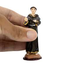 Escultura Frei Galvão 8 cm em Resina - Marrom - Visão 6
