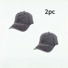 1pc Casual Street Style Unisex Washed Solid Color Vintage Baseball Cap - Dark Grey - View 9