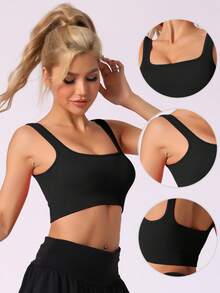 Women's Spaghetti Straps Non-Adjustable Staps Lingerie Ribbed Workout Bras