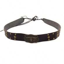 1pc A Unisex Classic Western Cowboy Hat With A Silver Bull Shape Trim For Casual Everyday Wear, Western Cowboy Party, Bar Cowboy - Arrow Black Leather Hat - View 19