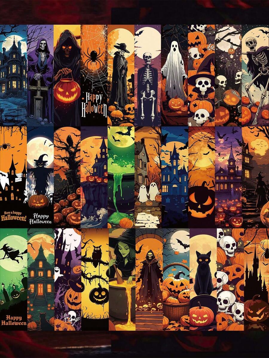 30 件万圣节书签 - 学校用品，非常适合日常办公使用，书籍配件书签，返校 - 彩色 - 查看 1