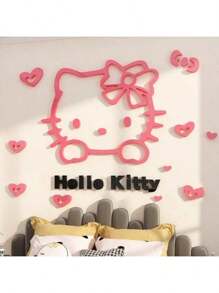 Sanrio ملصق حائط ثلاثي الأبعاد لهالو كيتي قطعة واحدة، ديكور كرتوني لغرف البنات، غرفة النوم، حضانة الأطفال، ديكور منزلي جميل، مناسب لهدايا عيد الميلاد، عيد الهالوين، التخرج