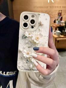 Summer Daisy 1pc Papercut Flower Frosted Anti-Drop TPU Phone Case Compatible With Iphone 11, 15 Pro Max, 14 Pro Max/Galaxy - 白色 - 查看 3
