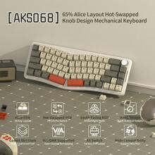 ATTACK SHARK AKS068 Wired Mechanical Gaming Keyboard, 65% Alice Layout, Hot-Swap, Gasket Mount, RGB, VIA Programmable Button, NKRO TKL, Pre-Lubricated Red Linear Switch For PC/Windows - 灰米橘 - 查看 1
