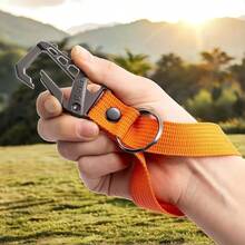Llavero de metal resistente, clip de mosquetón, abridor de botellas, anillo de muñeca, llavero de coche unisex para hombres y mujeres - 2 unidades (negro + naranja) - Ver 4