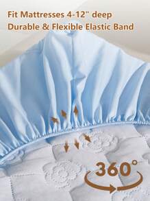 1 件舒适防水床垫保护套，无噪音纯色床垫套，柔软透气的声波技术床笠，90x200cm/200x220cm，适用于公寓、卧室、酒店、客房和学生宿舍（无枕套） - 白色 - 查看 8