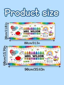 1pc Personalized Teacher Desk Mat, Custom Crayon Pencil Desk Mat With Name, Teacher Gifts, Back To School, Teacher Appreciation Gift,School Supplies - Multicolor - View 8