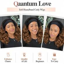 Yaki Curly Headband Wigs For Black Women Kinky Straight Black Headband Curly Ends Synthetic Wear And Go Glueless Half Wig,Mother's Day - Brown Ombre - View 7