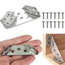 2pcs Stainless Steel Corner Braces With Screws, Multi-Purpose 90 Right Angle Support, Stainless Steel Angle Bracket, Shelf Brackets, Support Brackets For Drawers,Tables And Chairs,Cabinets,Wood Furniture