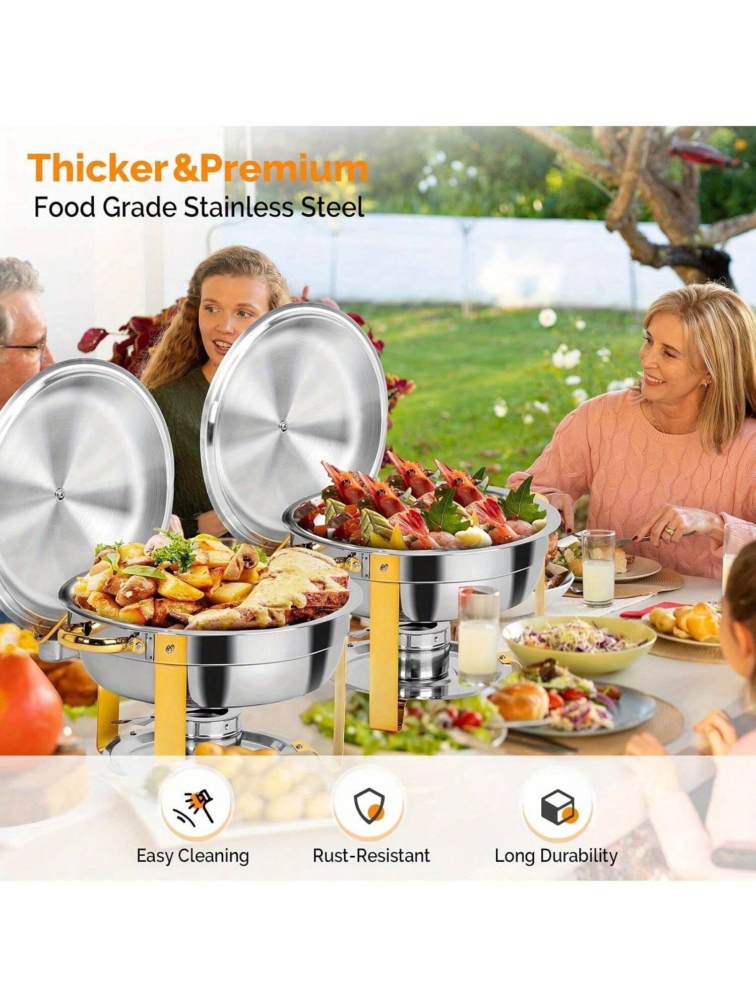 طقم صحن بوفيه من الفولاذ المقاوم للصدأ سعة 5 لتر،...