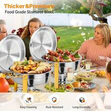 5L Capacity Stainless Steel Buffet Chafing Dish, Full Set Heating Plates, Premium Buffet Warmer, Suitable For Party, Wedding, Catering Events, Graduation - Silver - View 7