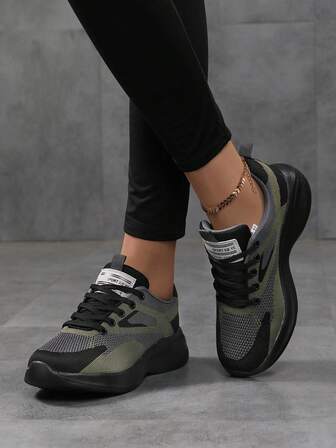 Women'S Breathable Mesh Casual Sneakers - Lightweight Cushioned Low-Top Lace-Up Shoes With Soft MD Sole For All-Day Comfort, White & Gray Sporty Design, Ladies Sneakers, Comfortable Footwear, Sleek Shoe Design, Fabric Interior Lining