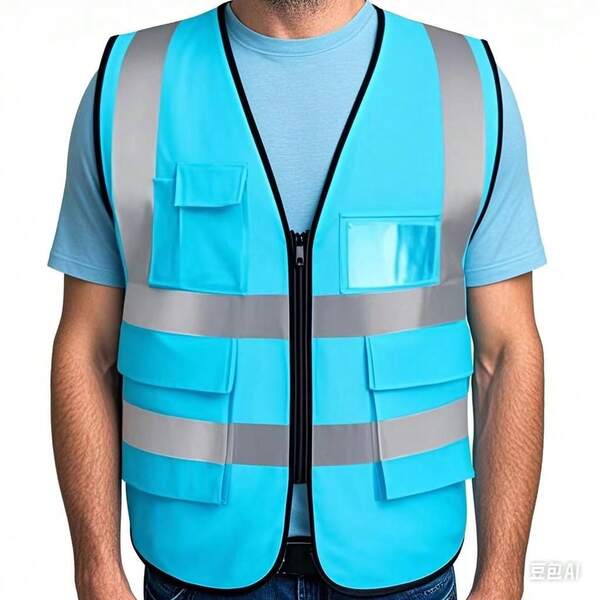 Chaleco de seguridad reflectante de alta visibilidad - Múltiples bolsillos, unisex, ligero y transpirable (sin sobrecalentamiento) - Ideal para ciclismo/construcción/saneamiento al aire libre - Cumple con ANSI/ISEA