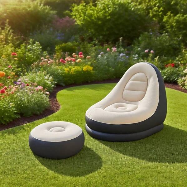 Inflatable Sofa With Cushion, Inflatable Lounge Chair, Adult Folding Air Chair, Inflatable Lazy Sofa Perfect For Rooms, Camping Or Families, Intex Inflatable Super Lounge, Indoor Living Room Bedroom Inflatable Courtyard Leisure Chair, Outdoor Travel Camping Picnic Beach Lounge Chair