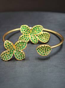 1 Set mit 2 verstellbaren Zirkonia-verzierten Armband und Ring Set, modisch und kreativ, geeignet für Partys, Hochzeiten und Anlässe