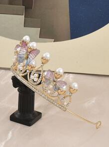 1 Stück Prinzessinen-Stil Krone & Schmetterling Strass Haarschmuck, geeignet für Hochzeit, Braut, Party, Geburtstag und täglichen Gebrauch