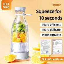 SMEGGEMS Multifunctional Wireless Portable Juicer, Dual Cup Design With Fresh Juice Cup, USB Rechargeable, Multi-Blade Fast Juicing, Smooth Juice, Home, Kitchen And Travel Fruit Blender - White - View 7
