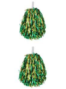 2 件带棍柄的啦啦队绒球，金属箔绒球 20 克，适合团队精神运动、派对、舞蹈、欢呼