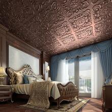 Art3dwallpanels 12 Pack Drop Ceiling Tiles, 24 X 24 Inch High Grade PVC 3D Wall Panels Vintage Flower Pattern For Interior Wall Decor, Fire Rated, Waterproof, Antique Copper