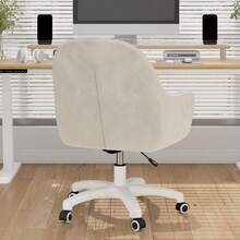 Hawthyhome Office Chair, Vanity Swivel Chair, With Velvet Padding Pillow,Adjustable Height, For Home Office, Study, Bedroom,150kg Load Capacity - Beige - View 7