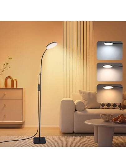 Yogle Circular Vloer Lamp 168 LED Remote Control, In Convertible Lamp/Table Lamp, 360° Adjustable Gooseneck [3 Temperature 10 Brightness Levels]