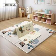 Extra Large 59x59 Inch Foldable Baby Play Mat With Travel Bag, Waterproof Reversible Foam Activity Mat For Tummy Time & Crawling,  Playpen Floor Mat For Infants Toddlers - 狐狸 - 查看 3