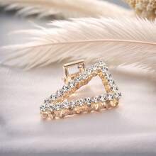 1 件几何图案休闲可爱锌合金发夹，水钻装饰发饰，适合所有季节发饰时尚爪夹女士发夹休闲发夹秋季配饰秋季时尚发夹冬季度假装女士