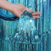 1pc Laser Rain Curtain Decor: 1*2m/39.37*78.74in, Party Wedding Birthday Stage Decoration, Children's Festival Christmas Halloween Background Atmosphere Streamers