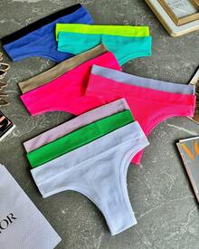 Kit 6 Calcinha Tanga Canelada Fashion Moda Feminina Conforto