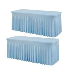 1 pieza Mantel de mesa de tela de espándex blanco, resistente a las arrugas y lavable, se ajusta a mesas de comedor rectangulares, funda elástica para mesa de patio, adecuada para bodas, banquetes, fiestas, estilo Ins de lujo, mantel elástico blanco para hotel, banquete, cumpleaños, conferencia