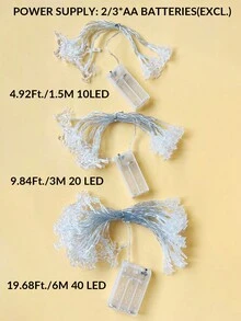 Christmas Decoration Snowflake & Christmas Tree Mixed String Lights, Christmas Tree Decor LED Snowflake Reindeer Fairy String Lights, Battery Powered Christmas Home Decor Warm White LED Reindeer String Lights, Bedroom Wall Decor Snowflake Lights, Tabletop Decor Lights - Clear - View 11