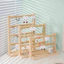 1 件木制多功能多层珠宝展示架带挂钩，项链、耳环、戒指、手链，珠宝店展示道具，适用于女士收纳整理器旅行必需品返校宿舍收纳秋季装饰