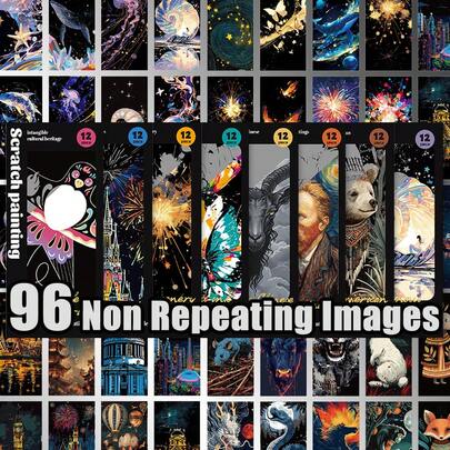 12 Sheets Per Set Of Colored Scratch Paper, 8 Styles, No Need For Coloring, Scratch Creative Diy, Can Be Used As Bookmarks, Notes, And Handmade Gifts