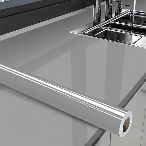 1 Rolle glänzender selbstklebender, ölfester Aufkleber, 60cm breit, 3/5/10m lang, abnehmbare Tapete, wasserfest, feuchtigkeitsbeständig, ölbeständig, hitzebeständig, nicht-klebende Tapete, glatte Kontaktfolie, abziehbar und wiederverwendbar, geeignet für Zuhause, Schlafzimmer, Wohnzimmer, Badezimmer, Küchenwände, Herd-Rückwand, Möbel-Renovierung, Umzugsdekoration