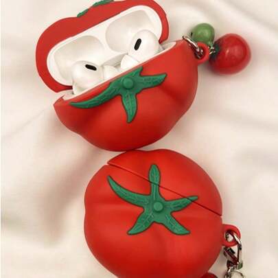 1ชิ้น เคสสไตล์มะเขือเทศ 3D สมจริง, เข้ากันได้กับ Apple 4th Gen หูฟังไร้สายบลูทูธ, 1/2/3 ซิลิโคนนิ่ม, Pro 3rd Gen, สไตล์ใหม่สำหรับผู้หญิง (ไม่รวมหูฟัง)