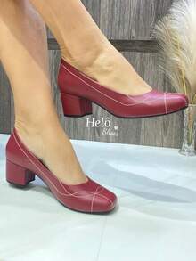 Elegant Women's Heel In Napa. - Maroon - View 2